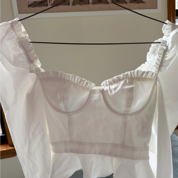 Majorelle Corie Top - White Ruffled Long-Sleeve Bustier Blouse with Tags XXS